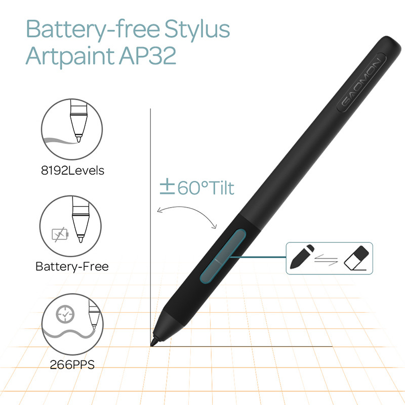 GAOMON M106K PRO 10'' Graphics Drawing Tablet with 8192 Levels Tilt Supported Battery-free Art Stylu