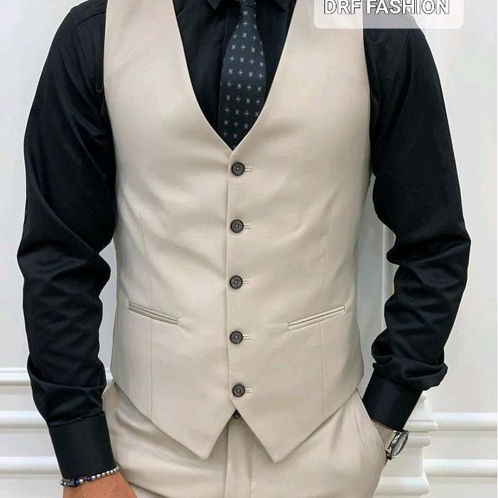 Rompi Jas Pria Formal /Dalaman Jas Pria Polos Casual Hitam