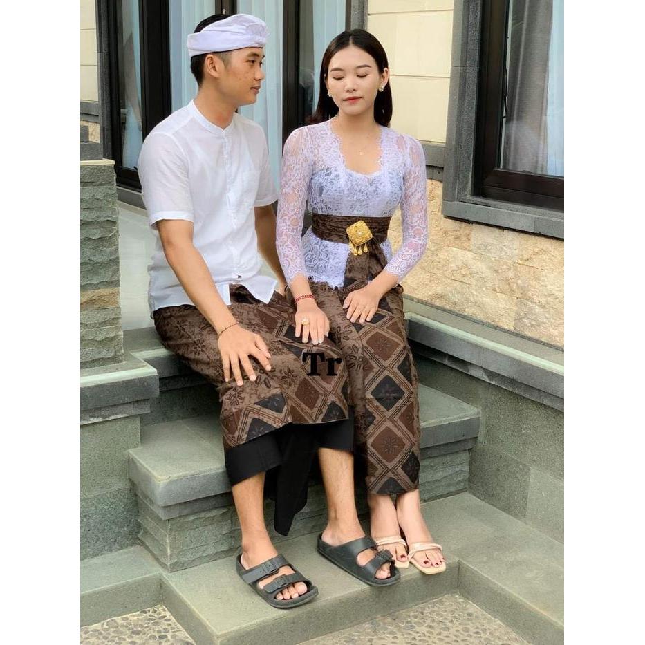 SET COUPLE BATIK INDIGO KAMEN SAPUT SELENDANG SET COUPLE BALI SET COUPLE BATIK