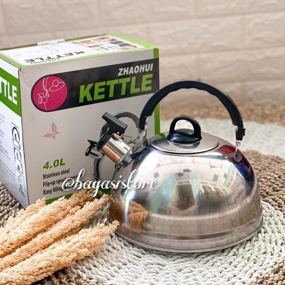Teko Bunyi Stainless Steel Awet Kuat Tebal Kapasitas 4 Liter 4L Kettle Ceret Teko Air Gagang Anti Pa