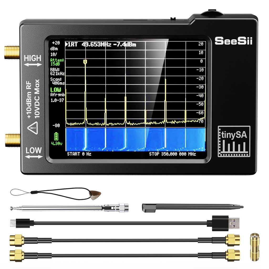 Seesii Tinysa Spectrum Analyzer 2.8 Inch Handheld Tiny Frequency Analyzer 100Khz To 960Mhz Mf/Hf/Vhf