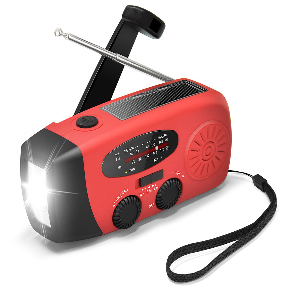 Outdoor Camping Emergency Radio Solar Hand Crank Dynamo Radio Fm/Am/Noaa 2000Mah Phone Charger Power