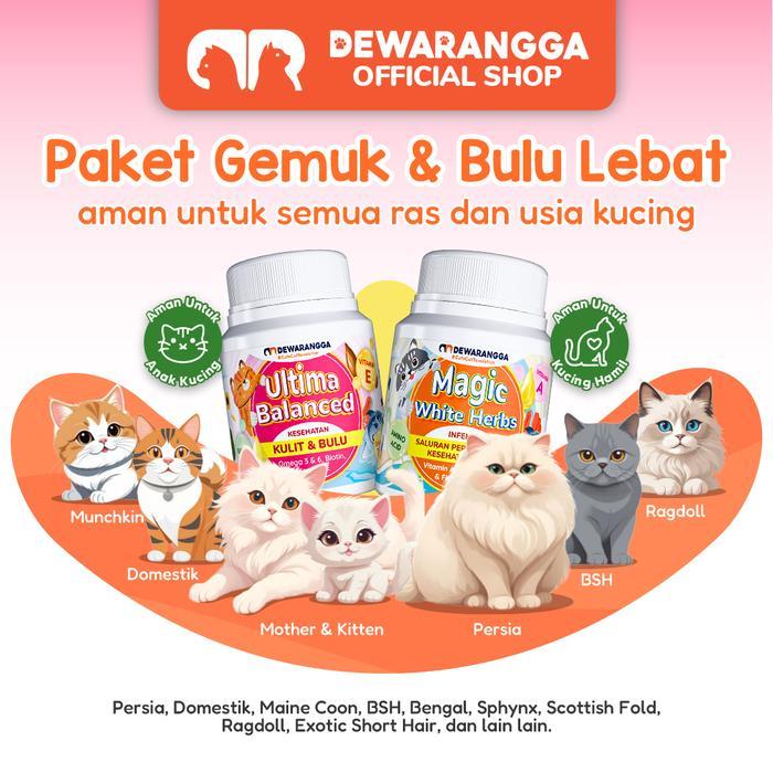 roza- Dewarangga Ultima Balanced & Magic White Herbs Paket Gemuk & Bulu Lebat Untuk Kucing