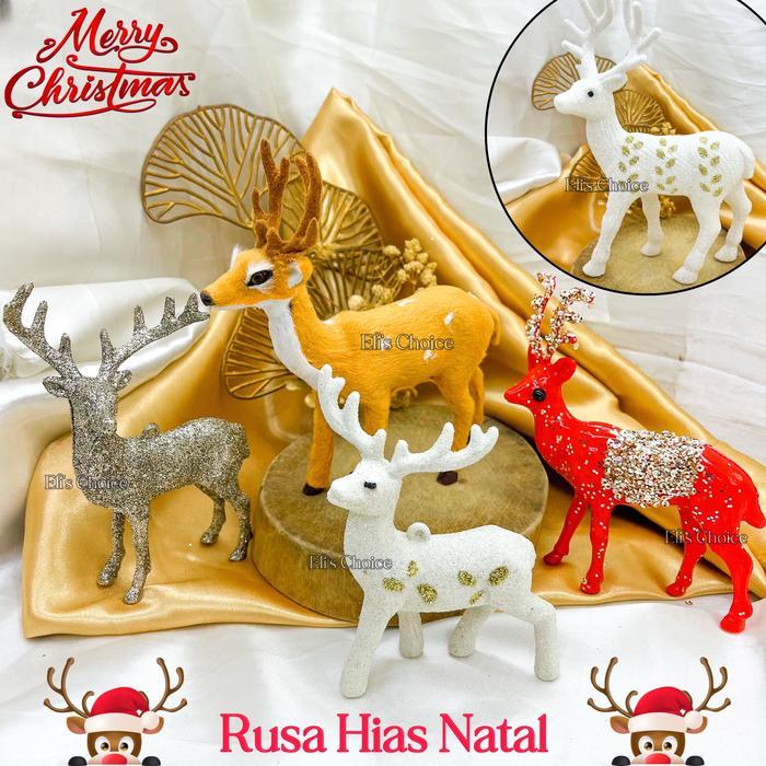 Hiasan Rusa Natal Pajangan Patung Rusa Properti Foto Natal Dekorasi Aksesoris Ornamen Natal