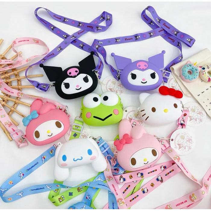 m8v6- Tas Silikon Kuromi Lucu Baru Tas Selempang Anak Fashion