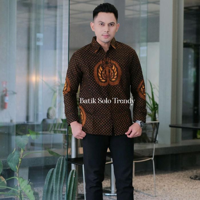 Batik Solo Trendy - Truntum Gurdo Sogan Kemeja slimfit baju pria kemeja lengan panjang lapis furing