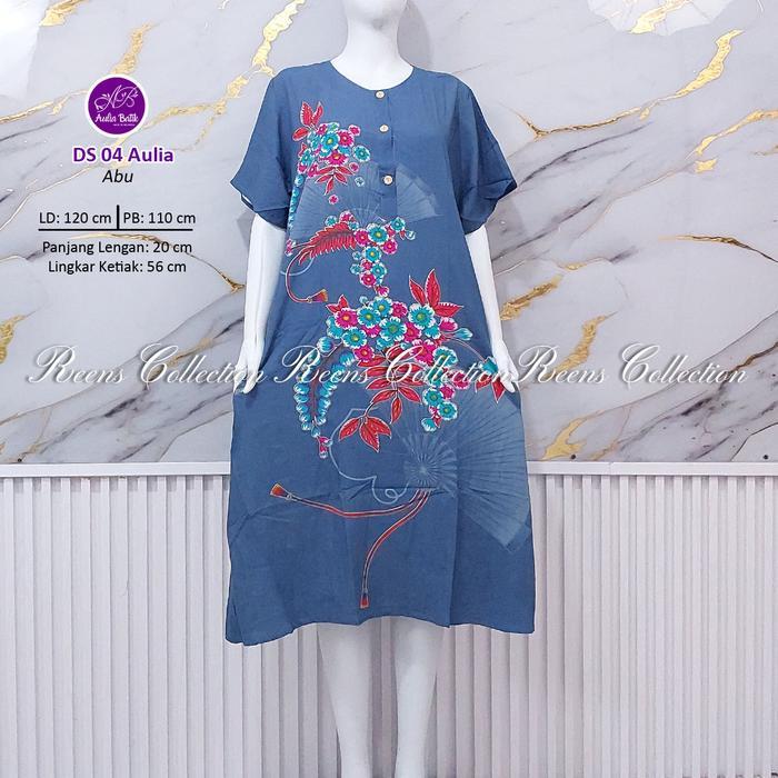 Batik Aulia Daster 04 Batik Print Daster Lengan Pendek Di Bawah Lutut kancing Depan Busui 1 Kantong
