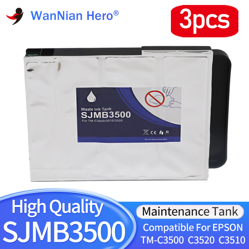 3pcs SJMB3500 Waste ink tank With Chip Compatible for Epson TM-C3500 C3510 C3520 Color Label Printer