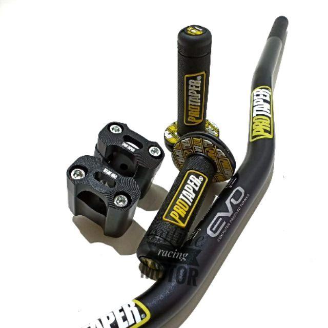 >.< STANG FATBAR EVO LOW PAKETAN + HANDGRIP + RISER STANG KLX CRF NMAX BEAT STREET VIXION R15