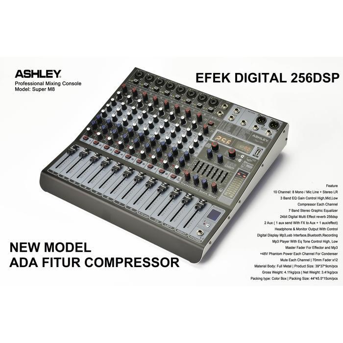 Promo Mixer Ashley Super M8 Original 8 Channel Bluetooth Recording USB Ori