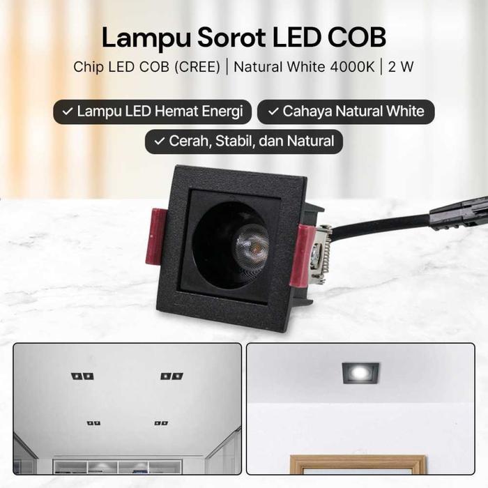 Lampu Plafon Sorot LED COB Plafon Downlight Grille Natural White 4000K