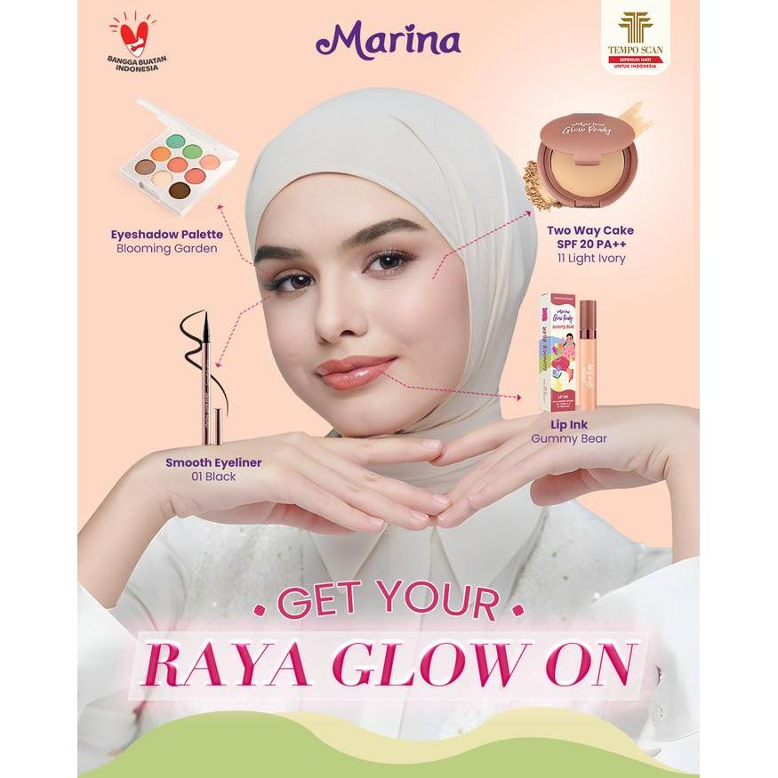 v89n- Marina Glow Ready Two Way Cake Spf 20 Pa++ [10 G] - Bedak Padat - Exp : 08.2026