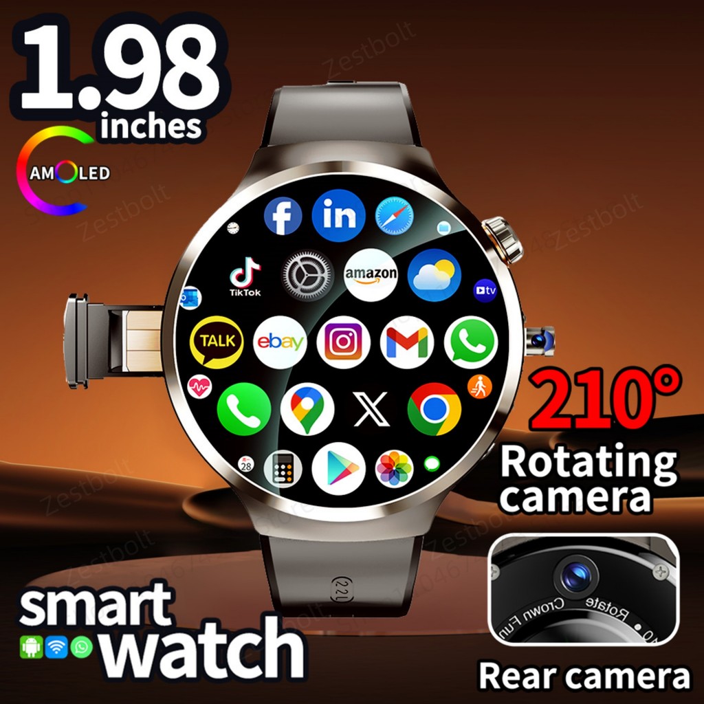 Dual System Android 13.0 Smartwatch 4G 5G Lte Smart Watch With 210 Rotary Camera Gps Wifi Compass