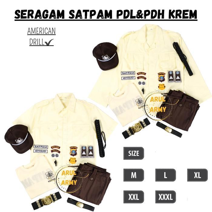 ASLI Seragam Satpam Terbaru 2025 Krem Paket Lengkap Seragam Security Satpam Cream Baju Satpam
