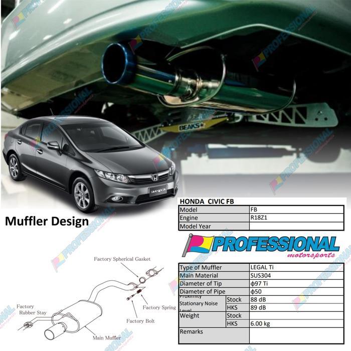 Aksesoris Exhaust Muffler Knalpot HKS LEGAL Ti H. CIvic FB 14+ FB1 FB2