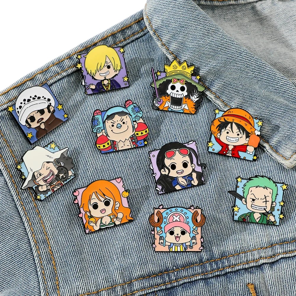 Luffy Brooches Action Anime Figures Cartoon Clothes Ornaments Metal Badge Comic-Style Alloy Bag