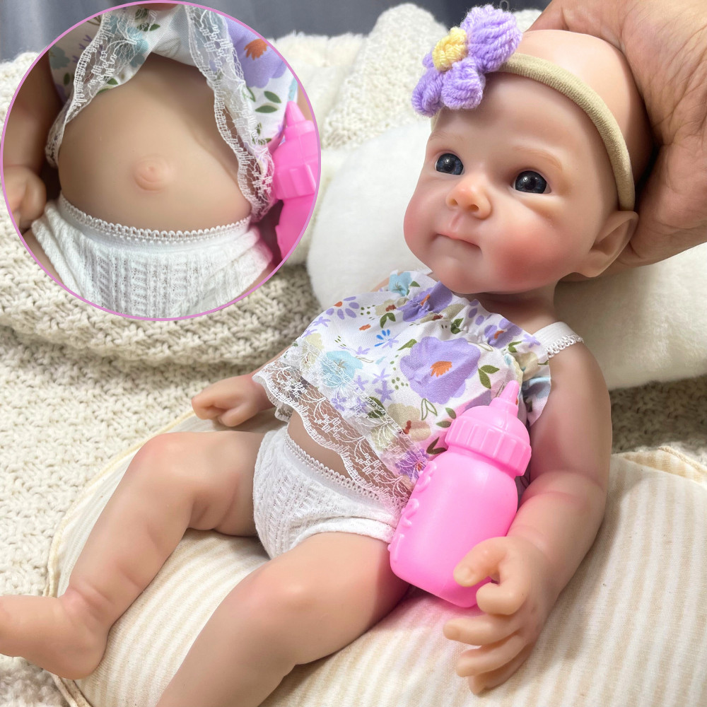 Mini 13 Inch Full Solid Silicone Bettie Reborn Baby Doll Washable Body Girl Adorable Silicone Doll