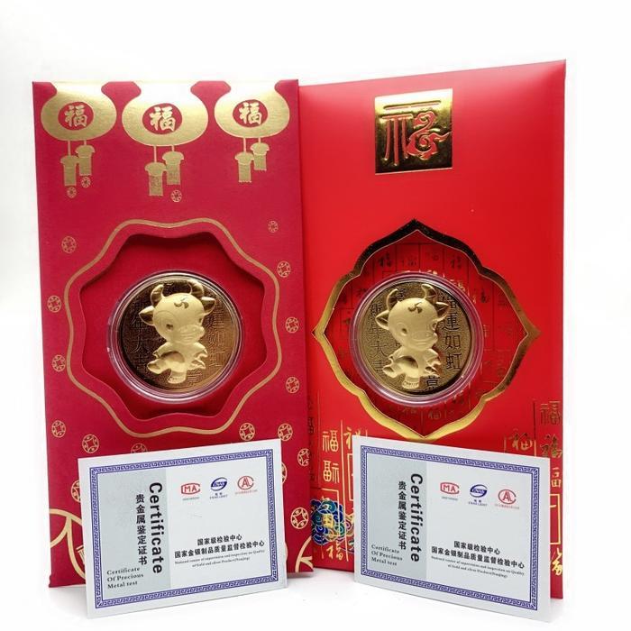 1zq0- Angpao Emas 2021 Shio Kerbau Model A / Angpao Berlapis Emas Au999