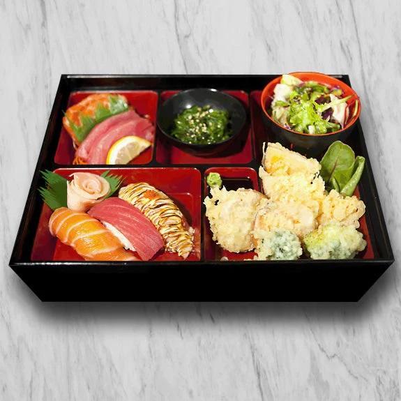 Bento Set Alas + Isi Tanpa Tutup Hitam Merah Melamin Tebal Murah Tahan Panas Premium Onyx Piring Seg