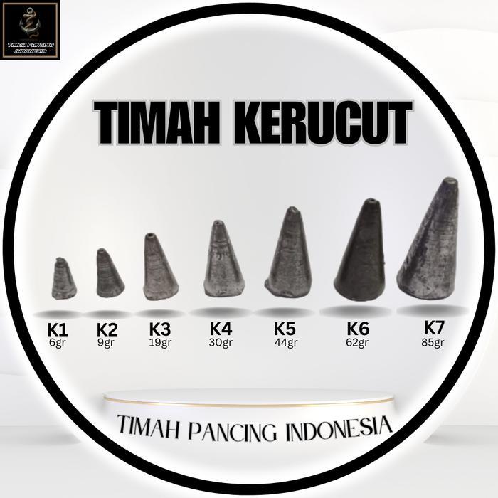 Timah pancing kerucut / timah mancing / timah pemberat / toko timah pancing / timah dasaran / timah