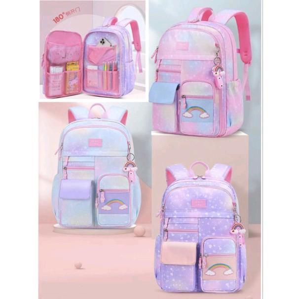 Tas Sekolah Anak Perempuan Import Anti Air Model Kulkas Pelangi, Tas Sekolah Anak Perempuan Cewek SD