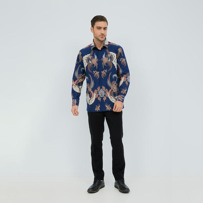Alisan Kemeja Lengan Panjang Batik Kombinasi 10666 Biru Reguler