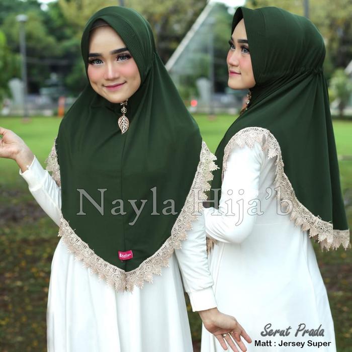 3P9U9- Jilbab Instan Serut Prada Renda Import Kerudung Instan Jersey Super Premium,Model Bergo