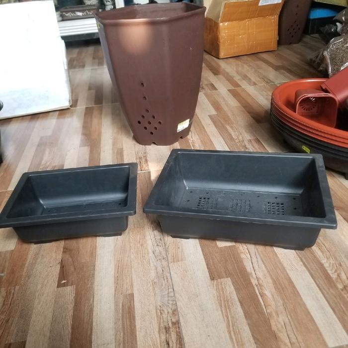 Gardening Mikha Pot Plastik Nkt Bonsai 02 Pot Persegi Panjang Pot Bunga Tanaman