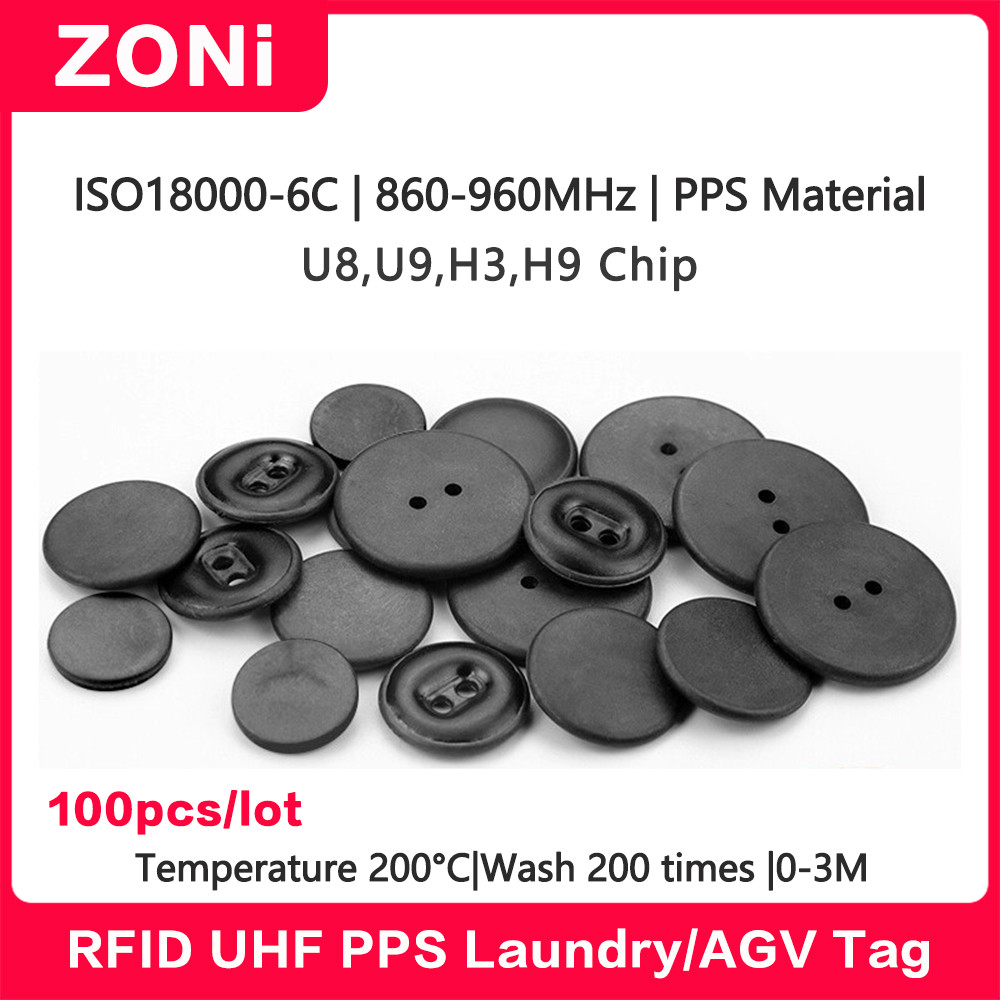 RFID UHF Laundry Tag 860-960MHz High Temperature Resistant PPS-button RFID Tag Smart Alien Card ISO