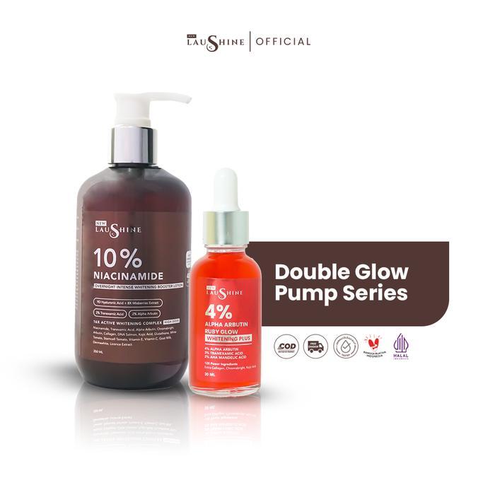 07f1- Laushine Double Glow Pump Series - Body Lotion Overnight Pump 10% Niacinamide + Ruby