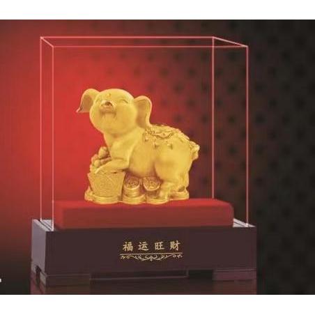 HADIAH PATUNG SHIO BABI LAPIS EMAS 24K PAJANGAN SHIO BABI EMAS HOKI