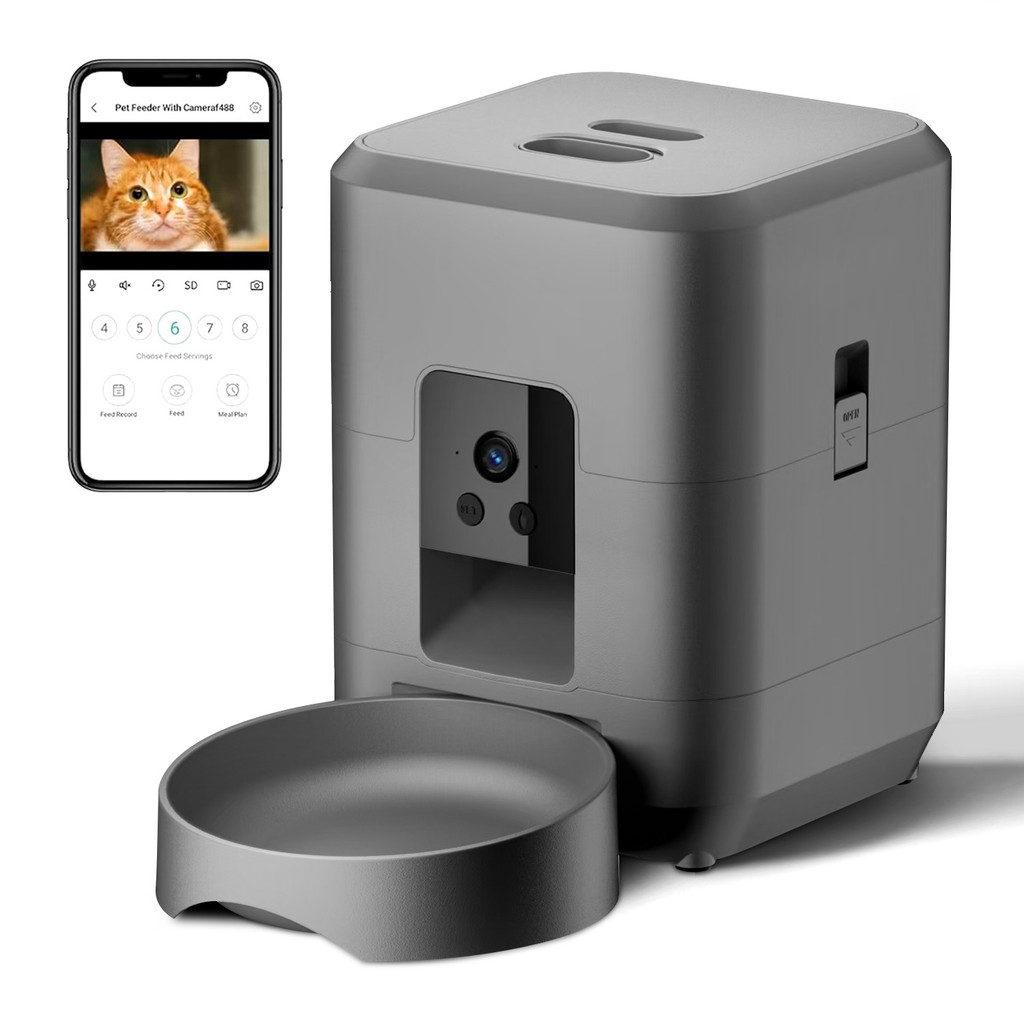 Cat Automatic Feeder With Camera, Video Dog Automatic Feeder, APP Controlled Feeding Smart Pet