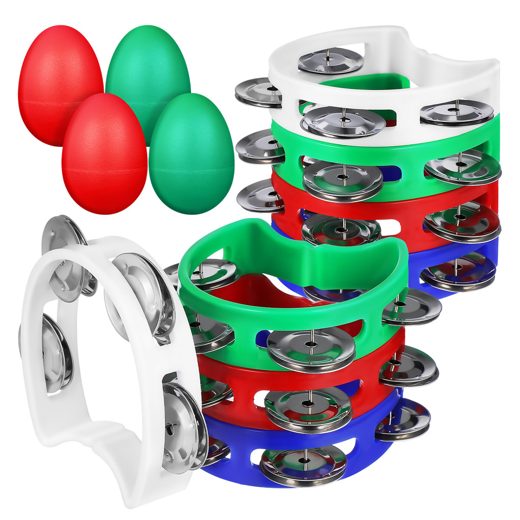 8 Pcs Mini Kit Shaker Tambourine Half Instrument Musical Drum Music Toy Plastic Percussion