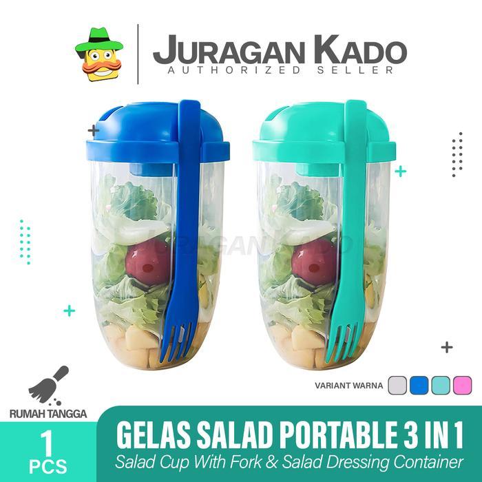 [Banting Harga] Botol Salad Plus Garpu Tempat Penyimpanan Makanan Salad Sayur Buah Shaker Cup +