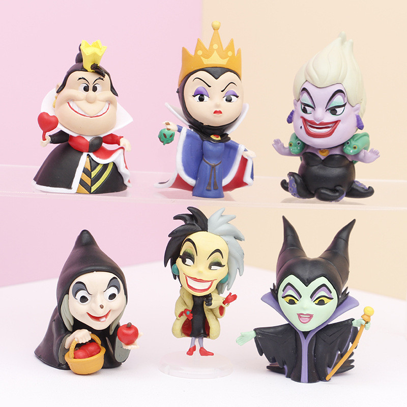 6Pcs/Set Anime Villain Figure Queen Cruella Maleficent Evil Witch Collection El Doll Toys Kids Thday