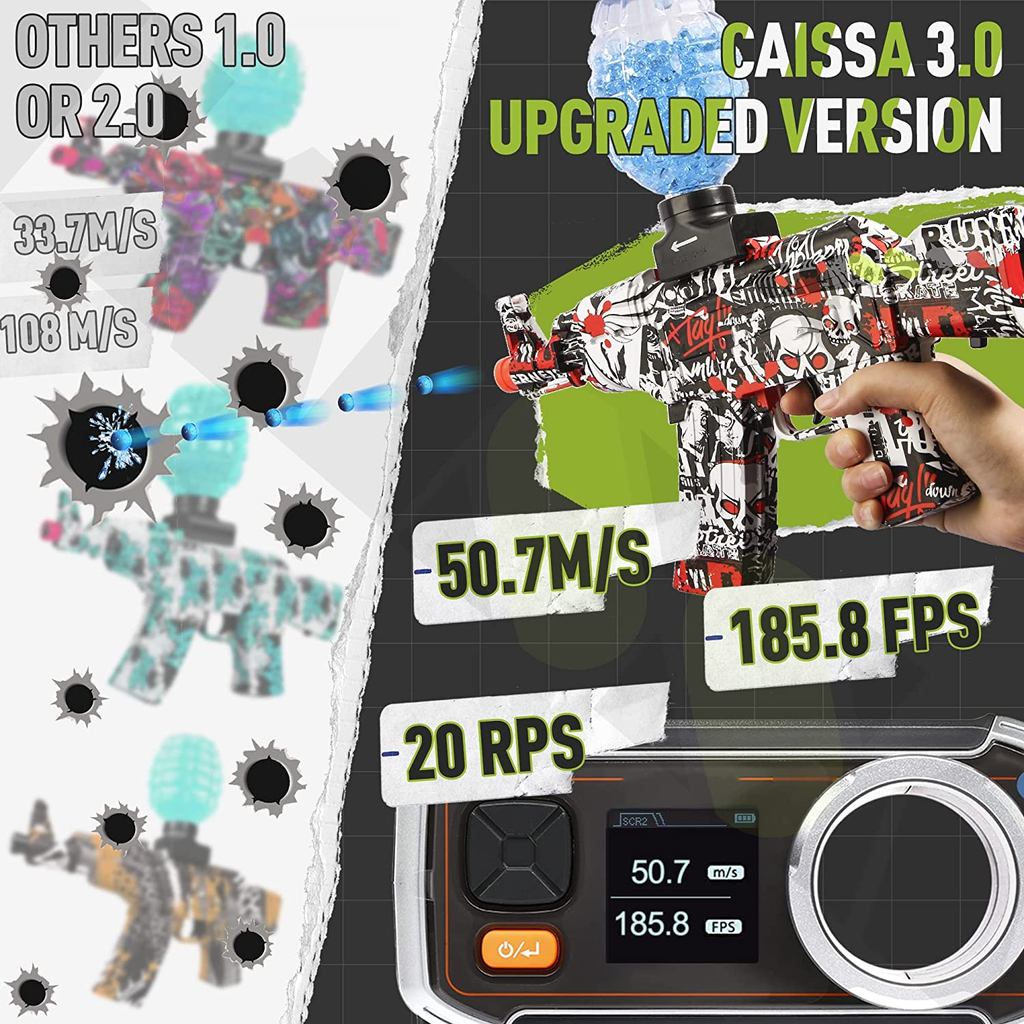 Electric with Gel Ball Blaster AEG AKM-47 Splatter Ball Blaster for Outdoor Toy Activities-Fighting 