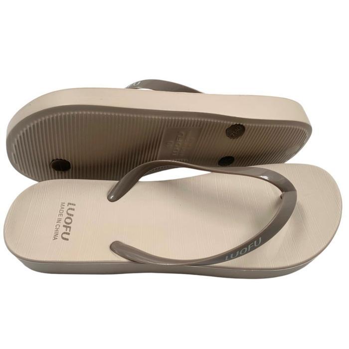 Luofu Sandal Jepit Karet Polos Empuk Wanita Import E7140-Brsmt (Ay2)