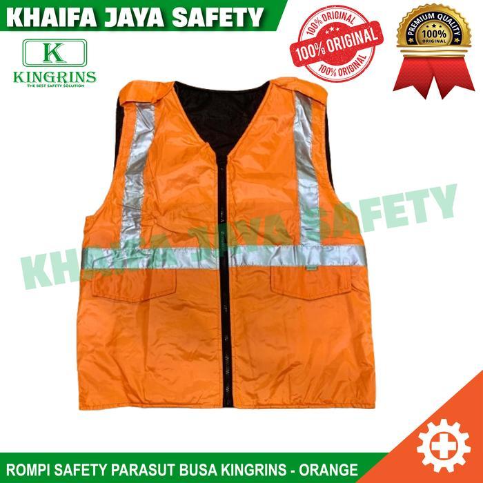 Rompi proyek safety busa orange / rompi juru parkir bahan parasut / rompi safety ojol bahan parasut