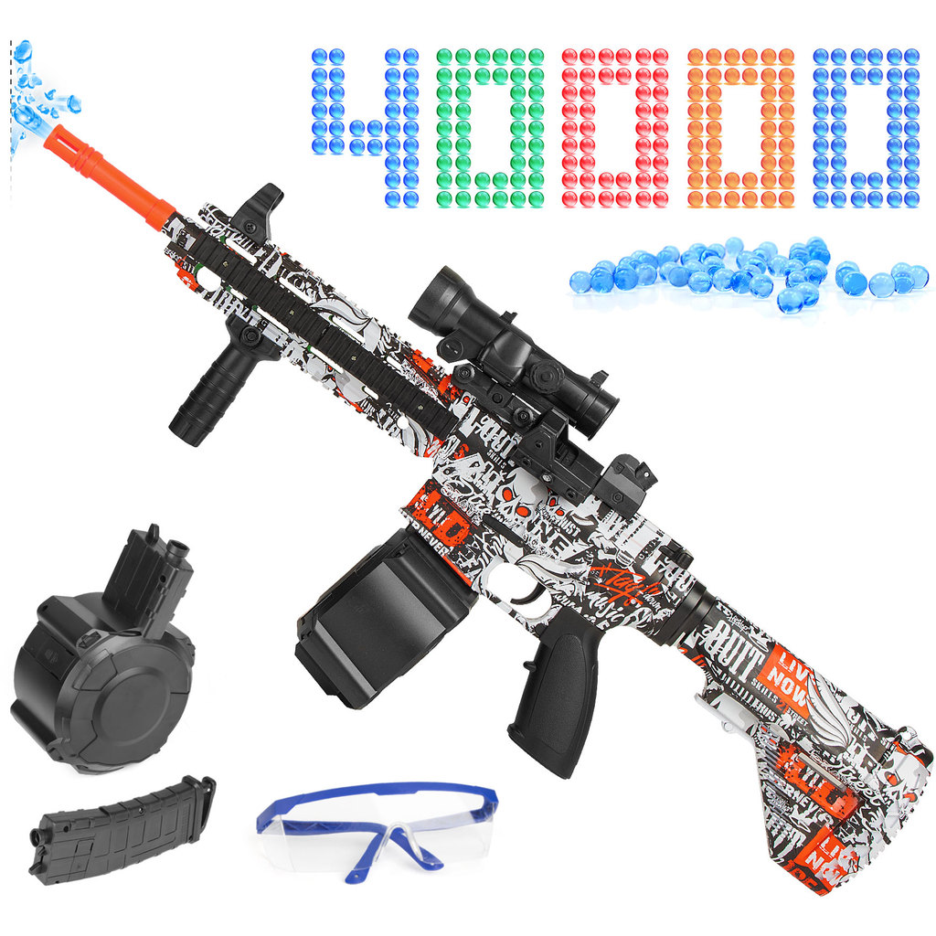 Gel Ball Blaster,Electric/Manual Double Modes Splatter Ball Blaster With 40000 Water Beads,Gel Water