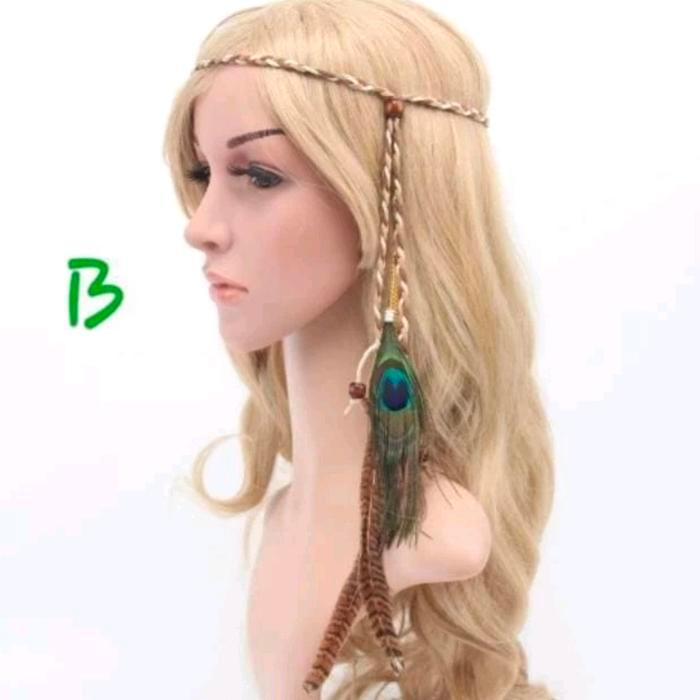 Headband Bulu Merak / Mahkota Rambut / Hiasan Bulu Kepala Bohemian / Headpiece Bulu Ayam / Hiasan