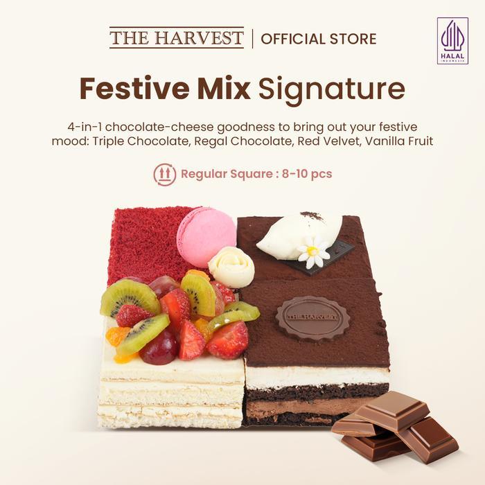 Festive Mix Signature Regular Square Kue Ulang Tahun Rasa Dengan Pilihan 4 Rasa Coklat Keju Dan Buah