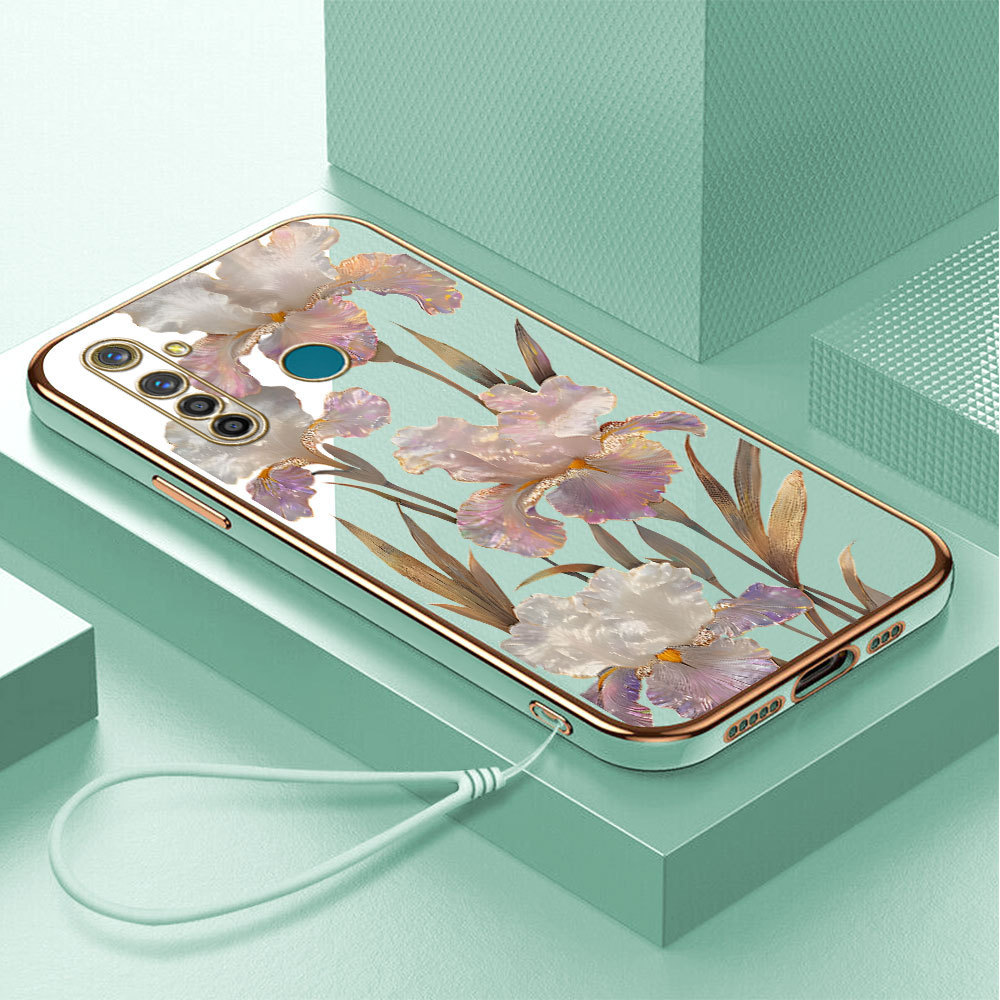 Casing Hp Untuk Realme 5 Pro Lokal Stock Lanyard Gratis Phone Case Softcase Kesing Cassing Bunga 298