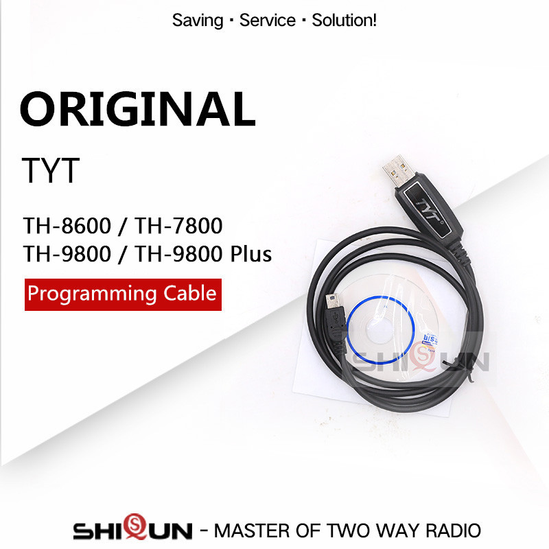 TYT TH-9800 Plus Programming Cable TH-7800 TH-8600 Quality TYT Car Walkie Talkie USB Data Cable Disk