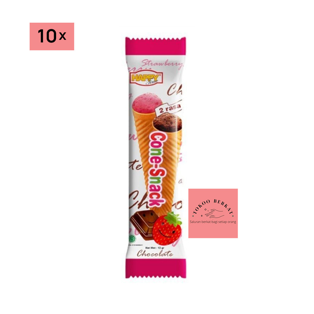 HAPPY TIME CONE SNACK COKELAT STRAWBERY