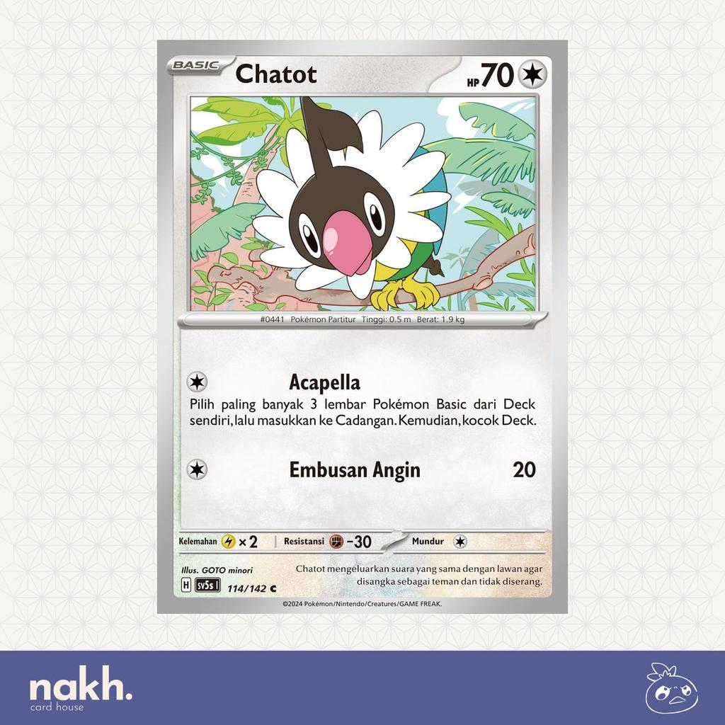 Kartu Pokemon TCG Indonesia Paradoks Andalan sv5s 114/142 Chatot
