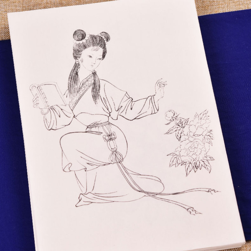 Traditional Chinese Meticulous Painting Paper Character Beauty Drawing Manuscript Chinese Painting L