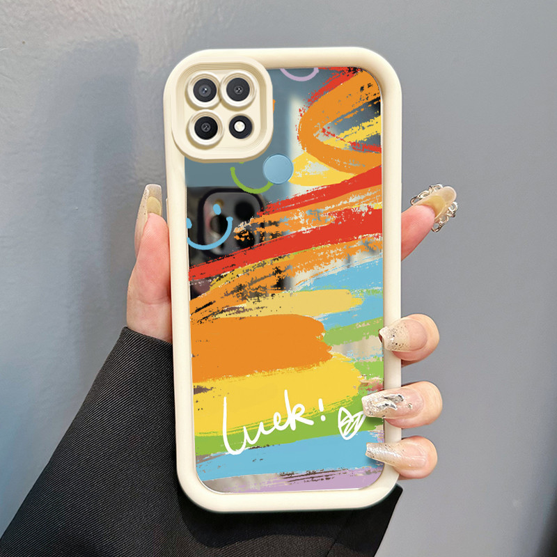 Casing Hp OPPO A15 A15s A35 Case HP Casing pola Pelangi Graffiti Kasing cermin Cesing Silikon Softca