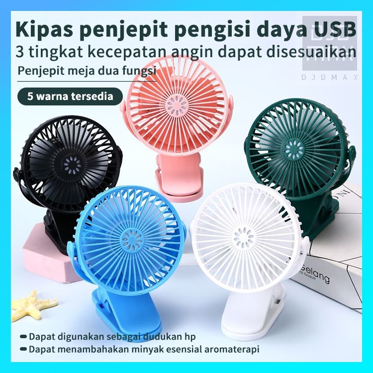 DJDMax Kipas Angin Listrik Mini Usb Dapat Dijepitkan Dan Berdiri Untuk Mengisi Daya Kipas Kecil Meja