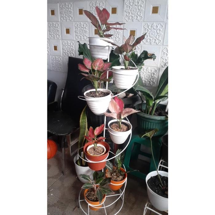 9 In 1 Standing Pot Melingkar Modern Minimalis / Standing Pot Bunga Besi Tiang / Rak Bunga Besi /
