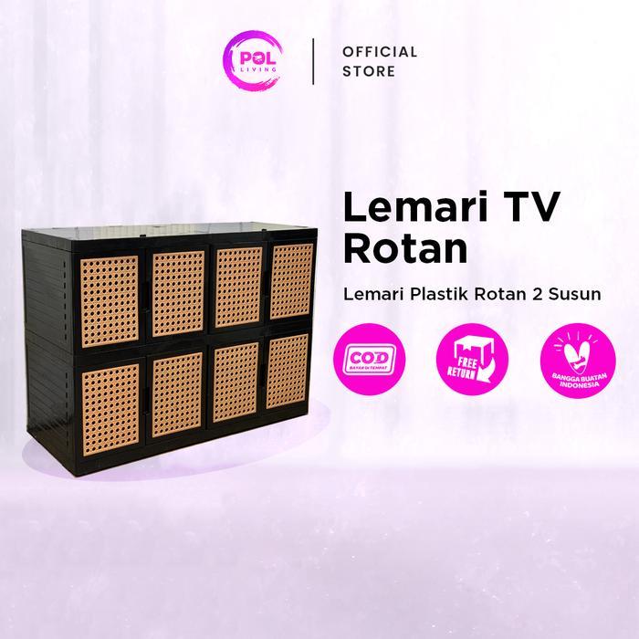 Pol - Lemari Tv Serbaguna Rotan Plastik 2 Susun Original